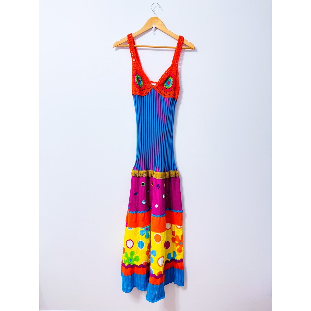 MOSCHINO Resort 2017 Runway Patchwork Crochet Maxi Dress Size 6